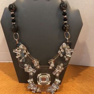 Darlas Couture Lucite Drama Necklace stones gems zz’s ab stones Runway New